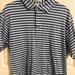 Peter Millar Men’s Striped Cotton Polo - Mens Medium